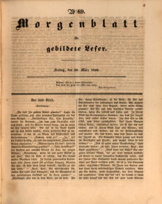 Morgenblatt für gebildete Leser (Morgenblatt für gebildete Stände) Freitag 20. März 1840