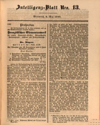 Morgenblatt für gebildete Leser (Morgenblatt für gebildete Stände) Mittwoch 6. Mai 1840
