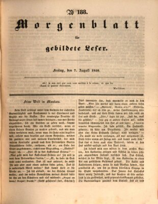 Morgenblatt für gebildete Leser (Morgenblatt für gebildete Stände) Freitag 7. August 1840