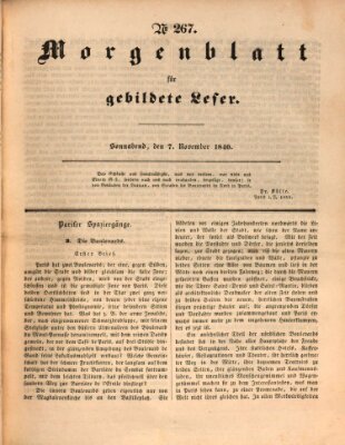 Morgenblatt für gebildete Leser (Morgenblatt für gebildete Stände) Samstag 7. November 1840