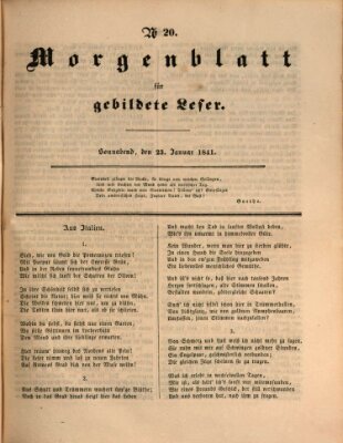 Morgenblatt für gebildete Leser (Morgenblatt für gebildete Stände) Samstag 23. Januar 1841