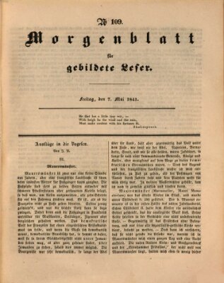 Morgenblatt für gebildete Leser (Morgenblatt für gebildete Stände) Freitag 7. Mai 1841