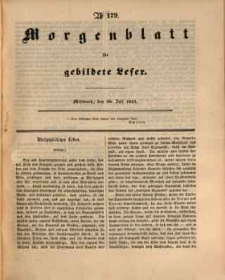 Morgenblatt für gebildete Leser (Morgenblatt für gebildete Stände) Mittwoch 28. Juli 1841
