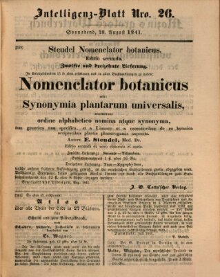 Morgenblatt für gebildete Leser (Morgenblatt für gebildete Stände) Samstag 28. August 1841