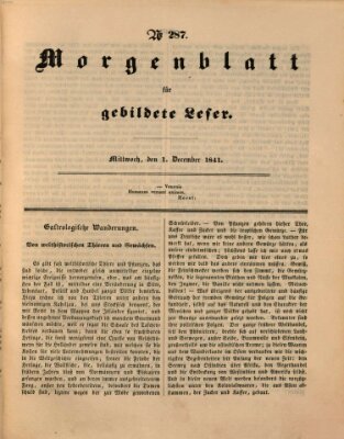Morgenblatt für gebildete Leser (Morgenblatt für gebildete Stände) Mittwoch 1. Dezember 1841