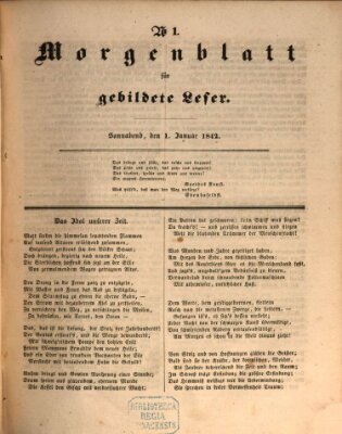 Morgenblatt für gebildete Leser (Morgenblatt für gebildete Stände) Samstag 1. Januar 1842
