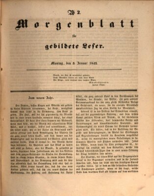 Morgenblatt für gebildete Leser (Morgenblatt für gebildete Stände) Montag 3. Januar 1842