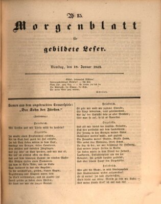 Morgenblatt für gebildete Leser (Morgenblatt für gebildete Stände) Dienstag 18. Januar 1842