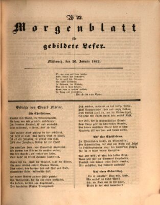 Morgenblatt für gebildete Leser (Morgenblatt für gebildete Stände) Mittwoch 26. Januar 1842