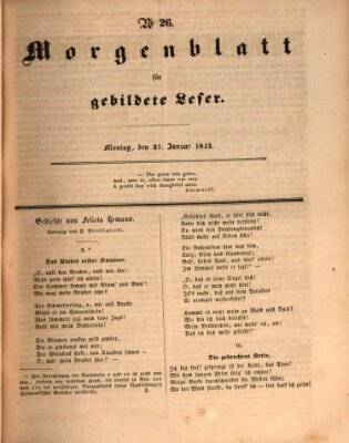 Morgenblatt für gebildete Leser (Morgenblatt für gebildete Stände) Montag 31. Januar 1842