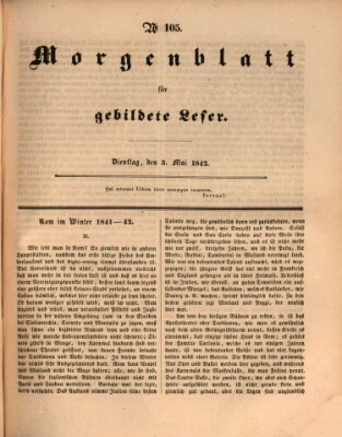 Morgenblatt für gebildete Leser (Morgenblatt für gebildete Stände) Dienstag 3. Mai 1842