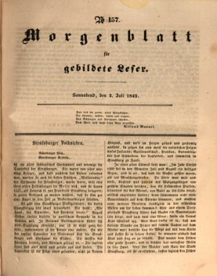 Morgenblatt für gebildete Leser (Morgenblatt für gebildete Stände) Samstag 2. Juli 1842