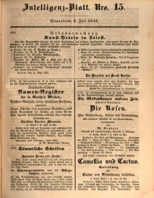 Morgenblatt für gebildete Leser (Morgenblatt für gebildete Stände) Samstag 2. Juli 1842