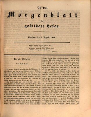 Morgenblatt für gebildete Leser (Morgenblatt für gebildete Stände) Montag 8. August 1842