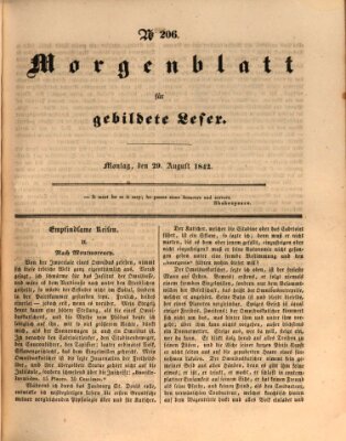 Morgenblatt für gebildete Leser (Morgenblatt für gebildete Stände) Montag 29. August 1842