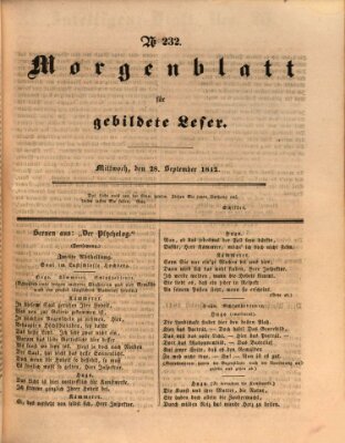 Morgenblatt für gebildete Leser (Morgenblatt für gebildete Stände) Mittwoch 28. September 1842