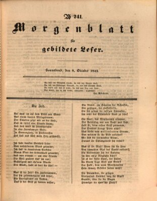 Morgenblatt für gebildete Leser (Morgenblatt für gebildete Stände) Samstag 8. Oktober 1842