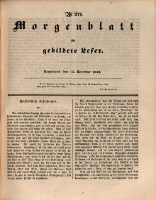 Morgenblatt für gebildete Leser (Morgenblatt für gebildete Stände) Samstag 12. November 1842