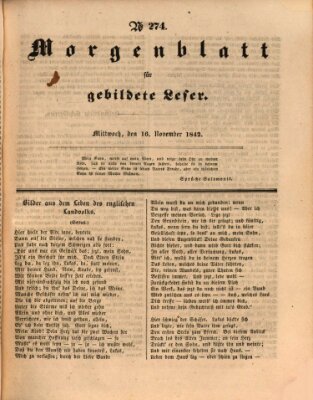 Morgenblatt für gebildete Leser (Morgenblatt für gebildete Stände) Mittwoch 16. November 1842