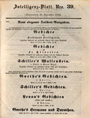Morgenblatt für gebildete Leser (Morgenblatt für gebildete Stände) Samstag 31. Dezember 1842