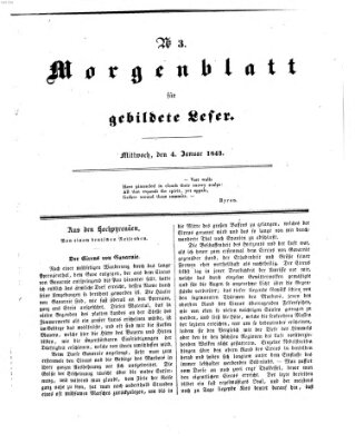 Morgenblatt für gebildete Leser (Morgenblatt für gebildete Stände) Mittwoch 4. Januar 1843