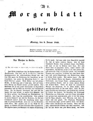 Morgenblatt für gebildete Leser (Morgenblatt für gebildete Stände) Montag 9. Januar 1843