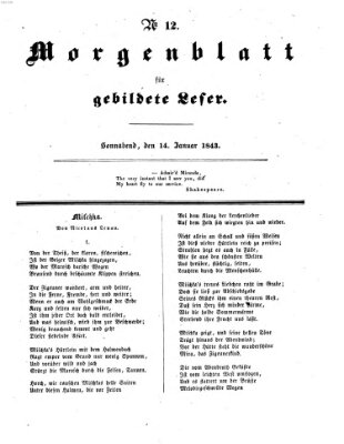 Morgenblatt für gebildete Leser (Morgenblatt für gebildete Stände) Samstag 14. Januar 1843