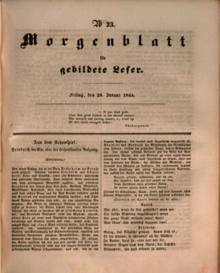 Morgenblatt für gebildete Leser (Morgenblatt für gebildete Stände) Freitag 26. Januar 1844