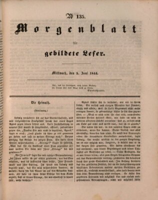 Morgenblatt für gebildete Leser (Morgenblatt für gebildete Stände) Mittwoch 5. Juni 1844