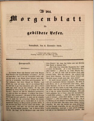 Morgenblatt für gebildete Leser (Morgenblatt für gebildete Stände) Samstag 2. November 1844