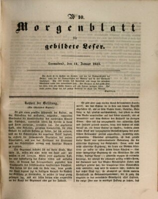 Morgenblatt für gebildete Leser (Morgenblatt für gebildete Stände) Samstag 11. Januar 1845