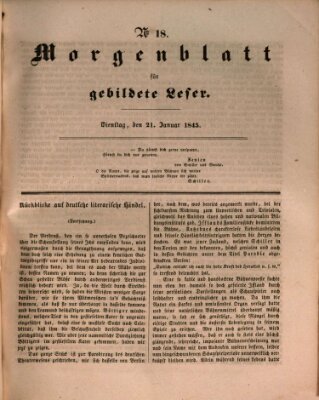 Morgenblatt für gebildete Leser (Morgenblatt für gebildete Stände) Dienstag 21. Januar 1845