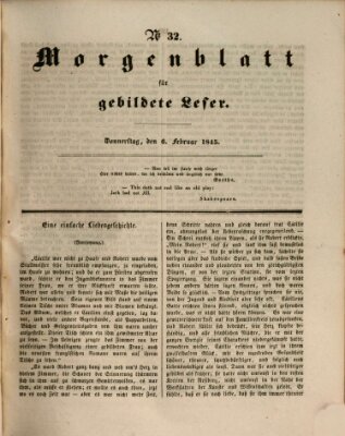 Morgenblatt für gebildete Leser (Morgenblatt für gebildete Stände) Donnerstag 6. Februar 1845