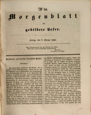 Morgenblatt für gebildete Leser (Morgenblatt für gebildete Stände) Freitag 7. Februar 1845