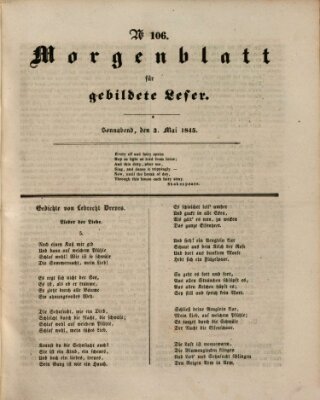 Morgenblatt für gebildete Leser (Morgenblatt für gebildete Stände) Samstag 3. Mai 1845