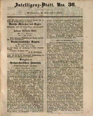 Morgenblatt für gebildete Leser (Morgenblatt für gebildete Stände) Samstag 20. September 1845