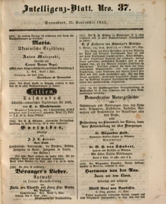 Morgenblatt für gebildete Leser (Morgenblatt für gebildete Stände) Samstag 27. September 1845
