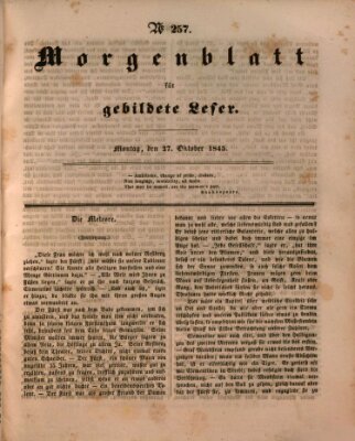 Morgenblatt für gebildete Leser (Morgenblatt für gebildete Stände) Montag 27. Oktober 1845