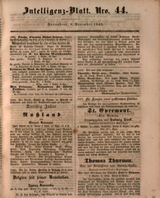 Morgenblatt für gebildete Leser (Morgenblatt für gebildete Stände) Samstag 8. November 1845