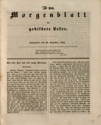 Morgenblatt für gebildete Leser (Morgenblatt für gebildete Stände) Samstag 22. November 1845