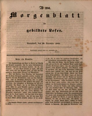 Morgenblatt für gebildete Leser (Morgenblatt für gebildete Stände) Samstag 29. November 1845