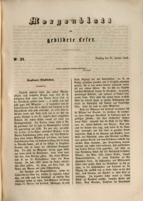 Morgenblatt für gebildete Leser (Morgenblatt für gebildete Stände) Dienstag 27. Januar 1846