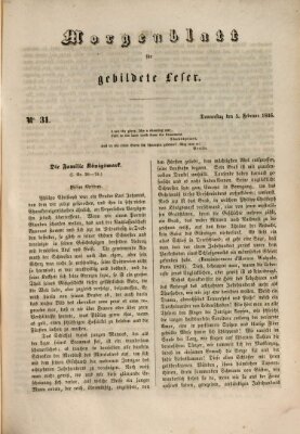 Morgenblatt für gebildete Leser (Morgenblatt für gebildete Stände) Donnerstag 5. Februar 1846