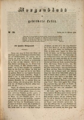 Morgenblatt für gebildete Leser (Morgenblatt für gebildete Stände) Freitag 13. Februar 1846
