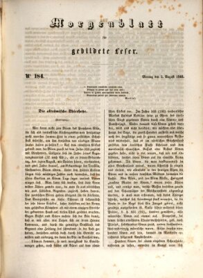 Morgenblatt für gebildete Leser (Morgenblatt für gebildete Stände) Montag 3. August 1846
