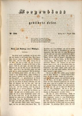 Morgenblatt für gebildete Leser (Morgenblatt für gebildete Stände) Freitag 7. August 1846