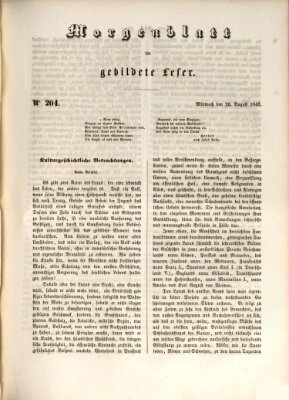 Morgenblatt für gebildete Leser (Morgenblatt für gebildete Stände) Mittwoch 26. August 1846