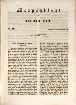 Morgenblatt für gebildete Leser (Morgenblatt für gebildete Stände) Samstag 26. September 1846