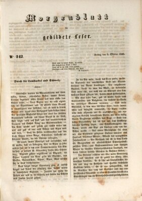 Morgenblatt für gebildete Leser (Morgenblatt für gebildete Stände) Freitag 9. Oktober 1846