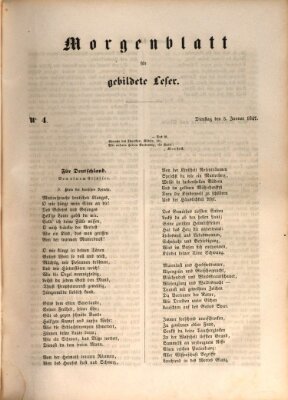 Morgenblatt für gebildete Leser (Morgenblatt für gebildete Stände) Dienstag 5. Januar 1847